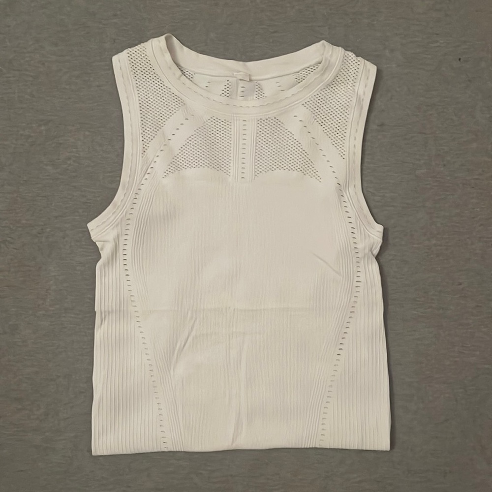 white athletic work out tank